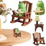 Cute Mini Frog Resin Figurine – Rocking Chair Design Home & Office Table Decoration