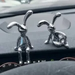 2PC Long-Eared Rabbit Ornaments – Cute Sticky Statues for Car, Bedroom & Home Decoration - Image 7