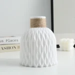 Water Ripple Plastic Flower Vase – Twine Basket Style Small Vase for Scandinavian Home Decoration - Image 6