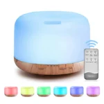 500ML Wood Grain Aroma Diffuser – Ultrasonic Essential Oil Humidifier with Remote & Colorful Lights - Image 7