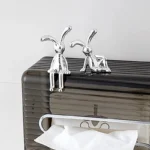 2PC Long-Eared Rabbit Ornaments – Cute Sticky Statues for Car, Bedroom & Home Decoration - Image 3