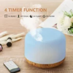 500ML Wood Grain Aroma Diffuser – Ultrasonic Essential Oil Humidifier with Remote & Colorful Lights - Image 3