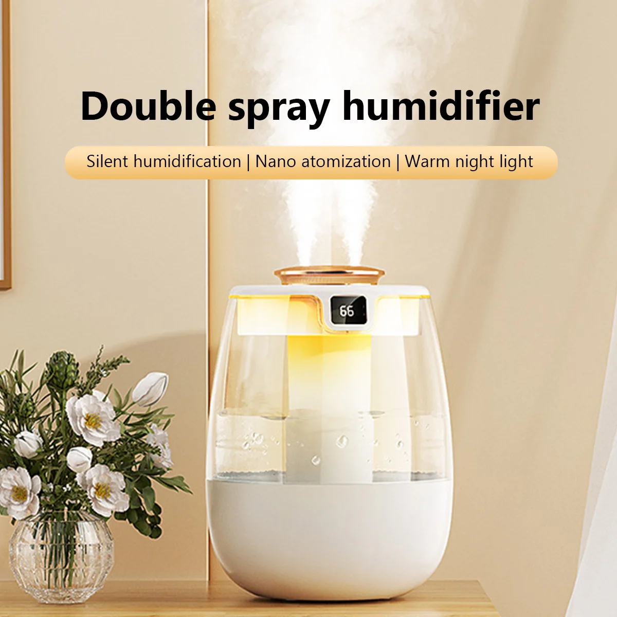 Sb9bc8d99802649f2b91c2b4fcb497e92K.webp 1.3L Double Spray Air Humidifier – Cool Mist Aroma Diffuser & Essential Oil Purifier for Home & Office - Image 1