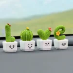 Set of 4 Mini Resin Succulent Plants – Cactus Decor for Car, Office & Home Display - Image 7